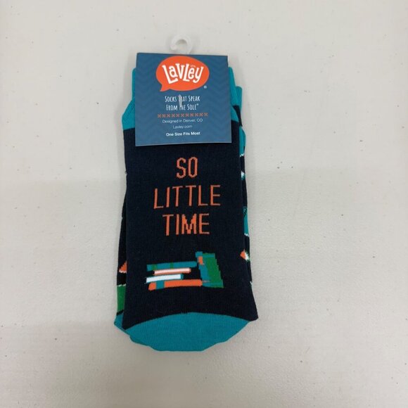 Lavley So Many Books So Little Time Cotton Spandex Socks 1 Pair Onesize NEW - Picture 2 of 4